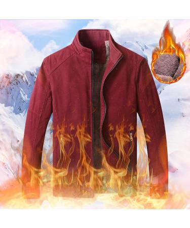 Shop Hanxiulin Fleece Plush Jacket for Men - Warm Hooded Coat in XXL Wine | Elegant Autumn & Winter Fashion - Buy Online on GoSupps.com