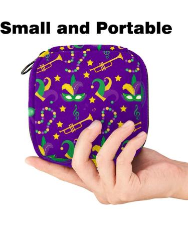 Portable Mardi Gras Carnival Bandage & Menstrual Cup Storage Bag for Women & Teens - Stylish Zipper Pocket - Buy Online on GoSupps.com