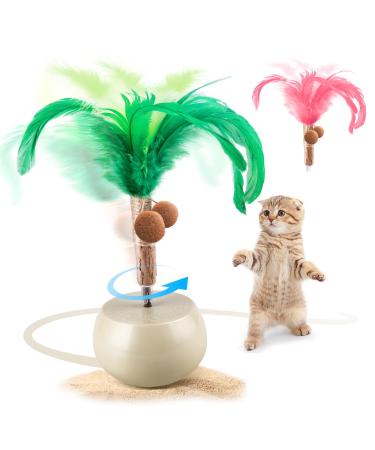 Migipaws Interactive Cat Toy Feather Spin with Electric Rolling Tumbler for Indoor Cats Automatic Cat Teaser Rechargeable