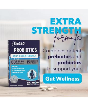 Extra Strength Probiotic for Digestive Health and Immune Support 60 Billion CFU & 15 Strains Gut Health Probiotics for Men and Women Supports Occasional Constipation Diarrhea Gas & Bloating 30CT 30 Count (Pack of 1) - Buy Online on GoSupps.com
