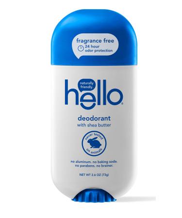 Hello Deodorant with Shea Butter Fragrance Free 2.6 oz (73 g)