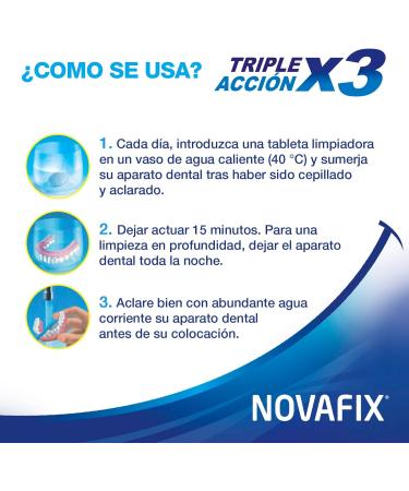  NOVAFIX Novafix - Triple Action Cleaning Tablets - For dentures and orthodontic appliances - Box of 104 units (for economical use) - Buy Online on GoSupps.com