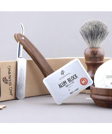 JAG Shaving Shial Set | 6-Piece Luxury Shaving Brush & Razor Set for Precision Shaving - Includes Shaving Soap Bowl Alum Block & Leather Case - Buy Online on GoSupps.com
