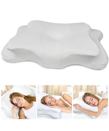 5X Pain Relief Cervical Pillow for Neck and Shoulder Support,Hollow Design Cervical Memory Foam Pillows, Orthopedic Ergonomic Neck Pillow,Contour Bed Pillow for Side Back Stomach Sleeper White
