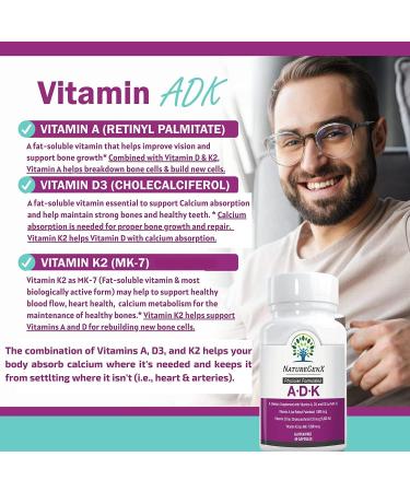 NatureGenX Vitamin ADK - Vitamin A, D3 5000 IU, K2 MK-7 Supplement for Bone Health, Heart & Immunity | 2-Month Supply (60 Capsules) - Buy Online on GoSupps.com