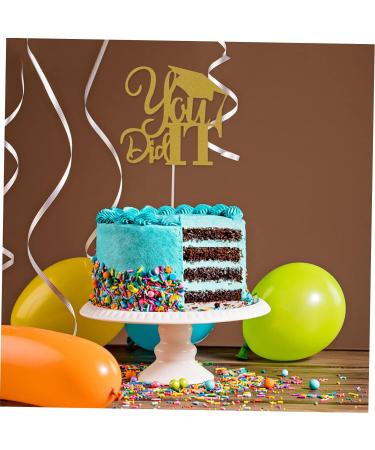 TOPBATHY Birthday Cake Toppers 10pcs 2021 Graduation Cake Arrangement Food Socket Paper Cake Topper Golden 13x13.5cm - Buy Online on GoSupps.com