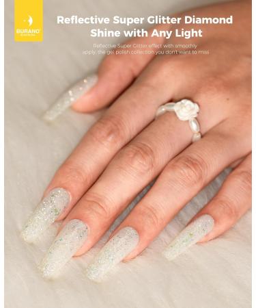 BURANO Holographic Gel Polish Reflective Glitter Gel Polish 7.3ml UV LED Pink Glitter Gel Nail Polish for Home DIY Diamond Gel Nail Polish Curing Required (YH21) - Buy Online on GoSupps.com