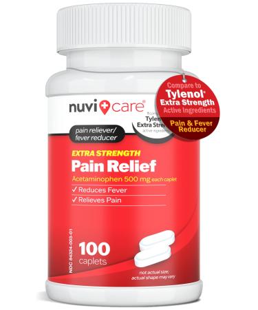 Acetaminophen 500mg Extra Strength Pain Relief - Compare to Tyleno Extra Strength 500mg Pain Reliever & Fever Reducer - Paracetamol 500mg Tablets for Adults for Headaches (100 Caplets)