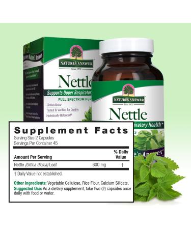 Nature's Answer Nettle Leaf Vegan Capsules 90 Count | Prostate Support | Natural Energy | Immune Support | Daily Supplement - Buy Online on GoSupps.com