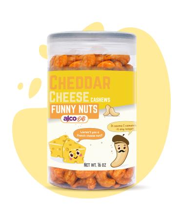 Alcoeats Flavored Cashews - Halal, Paleo, All Natural - Healthy Snack On The Go for Adult and Kids - Premium Quality Flavored Nuts (Cheddar Cheese, 1lb (Pack of 1)) Cheddar Cheese 16 Oz (Pack of 1)