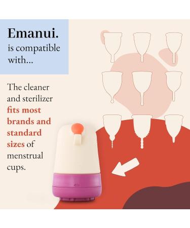 Shop Emanui Starter Kit: Portable Menstrual Cup Size S - Eco-Friendly Safe & Comfortable Period Alternative with Cleaner Sterilizer - Buy Online on GoSupps.com
