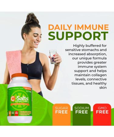 High Dose C-Salts Buffered Vitamin C Powder - Immune Support with Essential Minerals - Organic Non-GMO Formula - Gentle on Stomachs - 26 oz Pack - Buy Online on GoSupps.com
