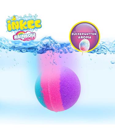 INKEE Pack Color Rainbow World - 9 Pack Scented Bath Bombs for Kids - 9 Bath Balls with 3 Different Color Layers (Pink Purple and Blue) Candy Floss Aroma and Argan Oil - Buy Online on GoSupps.com