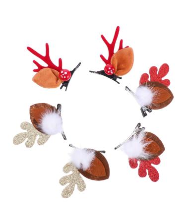 minkissy 3 Pairs Antler Hair Clip Horn Kids Hair Clips Xmas Deer Headpiece Holiday Flower Headwear Kids Hairpins Xmas Deer Hair Clip Xmas Deer Antler Headdress Child Cloth Christmas Props