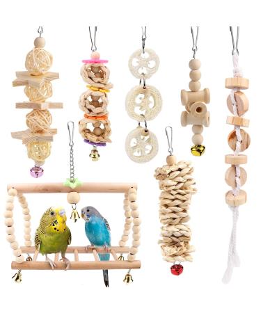 Vegena bird toys 7 set birds wooden ladder toy with landing site bird cage Accessories for budgies papals gray parrot nymphensittiche finchen sittiche kakadus aras multi -colored (7stk)) - Buy Online on GoSupps.com