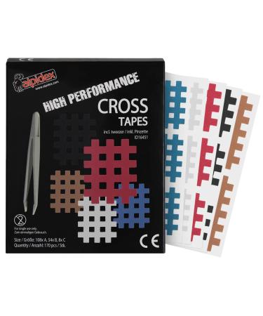 Alpidex cross tape 170 pieces - size A.B and C - Colorful - grid tapes grid paving pavement with antistatic tweezers grid tape waterproof strong glue mixbox 170 pieces - size A.B and C colorful