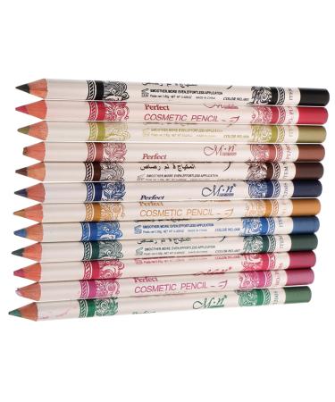 DOITOOL 12 pcs Eye Colorful Waterproof Makeup Eyeliner Cosmetic Long Eyebrow Pen Pencil Lip Lasting Liner
