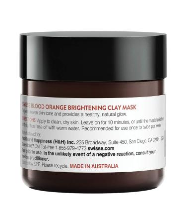 Swisse Blood Orange Clay Face Mask - Skin Brightening | All Skin Types | Turmeric & Ginseng | 2.47 Oz - Natural Skincare - Buy Online on GoSupps.com
