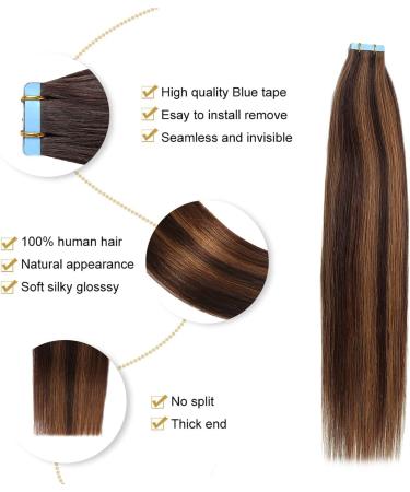 Yilite Tape Extensions Real Hair - 50cm T2/P2/6 | 20 Pieces | Invisible Silky Straight Skin Weft - Buy Online on GoSupps.com