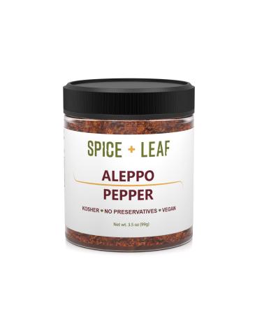 Premium Aleppo Pepper by SPICE + LEAF - Vegan Kosher Preservative Free Red Middle Eastern Mild Pepper Flakes, 3.5 oz