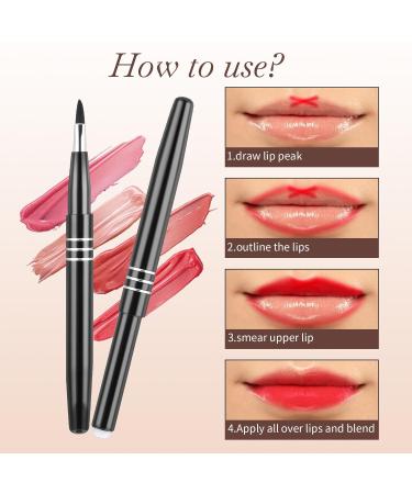 Travel Lip Brush Set - 4 Retractable Lip Liner & Lipstick Applicators for Women | Professional Makeup Tools - Buy Online on GoSupps.com