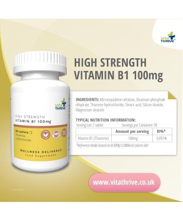 VitaThrive Thiamine B1 100mg | 90 Tablets - Essential Vitamin for Energy & Wellness - Buy Online on GoSupps.com