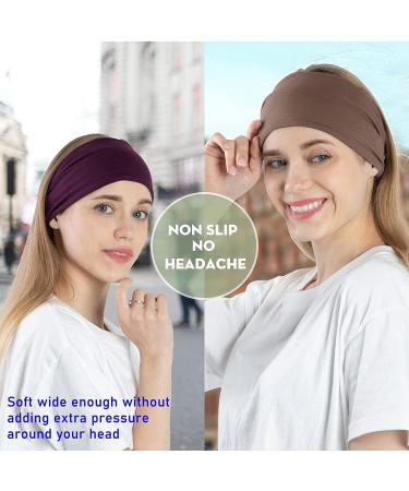 10 Pack Wide Headbands for Women - Non Slip Sweat Bands for Workout, Yoga, Running - Boho Hair Accessories - Solid Colors - Buy Online on GoSupps.com