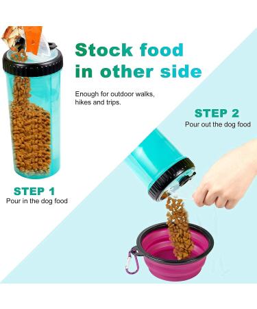 Womgf 2-in-1 Dog Water Bottle & Food Container - 800ml with 2 Folding Bowls - Pet Travel Bottle (Blue) - Ideal for Dogs - Buy Online on GoSupps.com