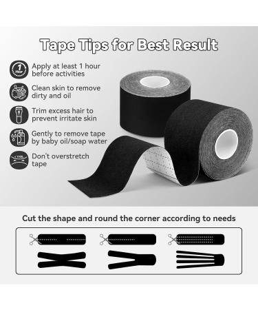 Anjocare Kinesiology Tape Uncut Elastic Sports Bands for Muscle & Joint Support | 2 Rolls 5m x 5cm Black - Buy Online on GoSupps.com