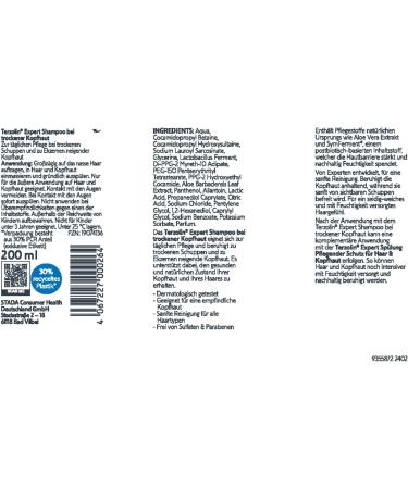  Terzolin Terzolin Expert Shampoo for dry scalp hair care anti-dandruff for dry dandruff and eczema with postbiotic and allantoin 200 ml - Buy Online on GoSupps.com