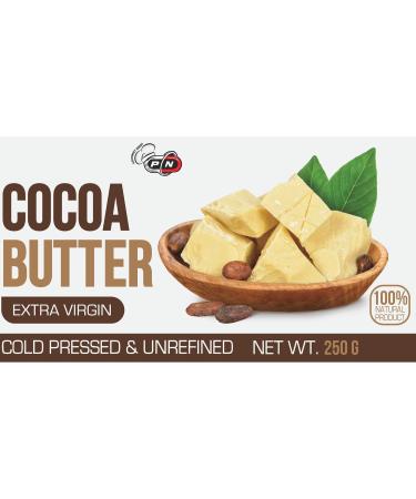 Pure Nutrition 100% Pure Natural Cocoa Butter Organic 250g - Cold Pressed, Unrefined, Extra Virgin for Baking, Cooking, Cosmetics - Ideal for Stretch Marks, Skin, Hair - Organic Formula - Buy Online on GoSupps.com