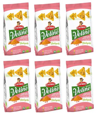Italian Gourmet ER Curtiriso Le Veline Snack Curcuma e Pepe Pink Scrokkinati Biologico Organic snack with turmeric and pink pepper 80 g