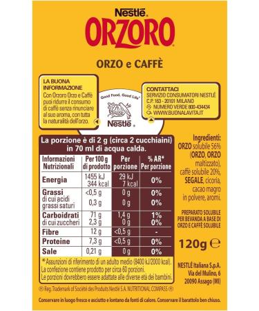  Nestl 12x Orzoro Caffe e Orzo solubile barley and instant coffee Nestl instant barley coffee 120 g - Buy Online on GoSupps.com