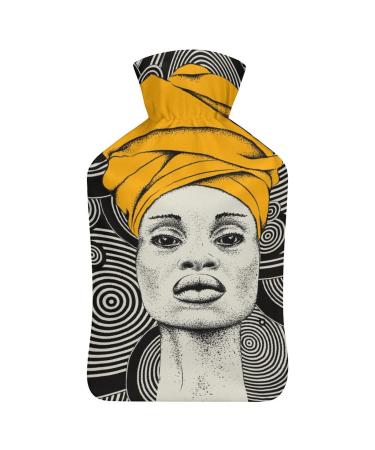 Turban Woman Hot Water Bottle With Cover Plush Bed Bottle Hand Warmer For Adults And Children 26.5X15.3cm