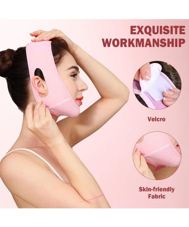 Facial Lift Mask for Double Chin Reduction and Jawline Exercise - Chin Lift and V-Line Contouring (Pink B) - Buy Online on GoSupps.com