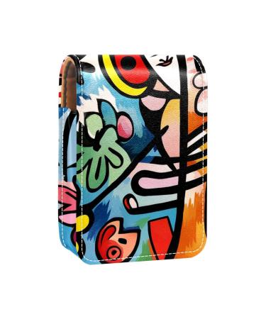 Travel Lipstick Organizer Case Lipstick Case Portable Makeup Bag With Mirror Abstract Colorful Floral Pattern E565p5amzg