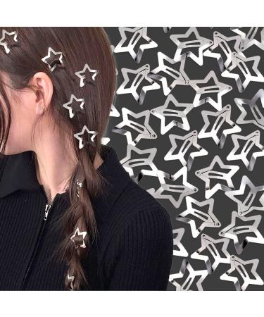 100 Pieces Metal Star Snap Hair Clips Y2K Sliver Hair Barrettes Non Slip Cute Hair Accessories for Women Girls