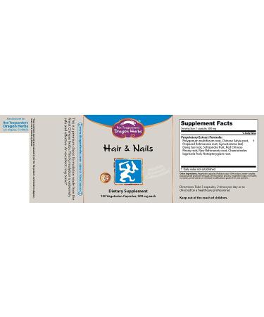 Dragon Herbs Hair & Nails 500mg - 100 Vegetarian Capsules for Stronger Hair & Nails - Buy Online on GoSupps.com