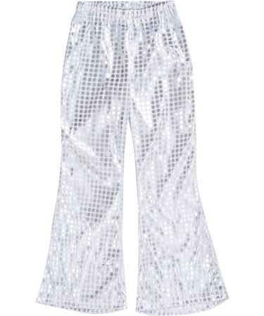 Aislor Girls Shiny Metallic Wide Leg Flare Trousers | Silver Dance Pants 9-10 Years - Buy Online on GoSupps.com