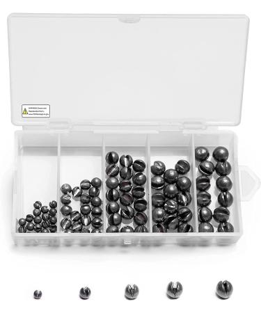 LUSHAZER Fishing Weights Sinkers Kit  100pcs Round Split Shot Sinker  Fishing Weights Egg Sinkers 5 Sizes  7/1000 oz  17/1000 oz  7/200 oz  1/20 oz  7/100 oz  Plastic Box Pack 3.8 x 1.9 x 0.7 inch Single Open - Buy Online on GoSupps.com