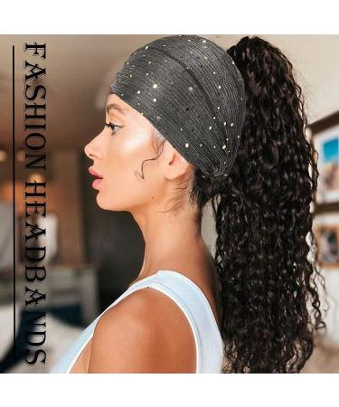 CAKURE Sequins Wide Headbands Pack of 3 - African Head Wraps for Women and Girls - Bling Boho Turban Hair Bands - Stretchy Scarf for Yoga, Running, Sports - Blue, Red, Black - Buy Online on GoSupps.com