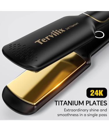 TerviiiX Titanium Smooth Iron - 45mm Wide Plates for Thick Hair PTC Quick Heating Dual Voltage Smoothing Iron for Curls & Straightening - Buy Online on GoSupps.com