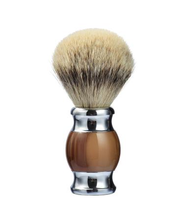 Je&Co 100% Silvertip Badger Hair Shaving Brush, Handmade Shaving Brush with Fine Resin Handle and Stainless Steel Base (Brown)