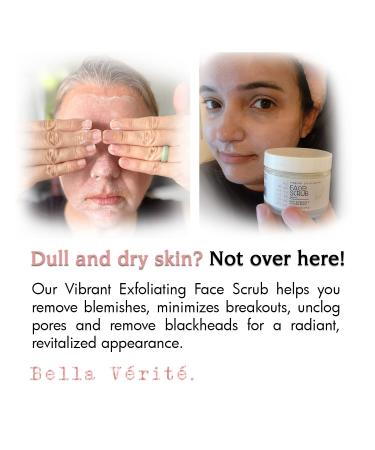 Shop Bella V rit Vegan Exfoliating Face Scrub | 2 Month Supply | Made in USA | Fruit Extracts & Jojoba Seeds for Radiant Skin - Buy Online on GoSupps.com