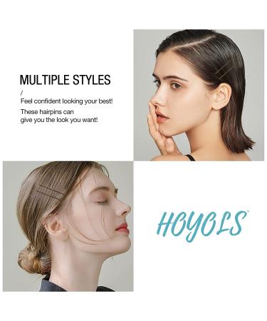 Hoyols Bobby Pin Brown Hairpins for Thick Thin Hair - 100 Count, 2.375 Inch, Secure Hold Wavy Slide Proof Gold Styling Pins for Bun Decor - Buy Online on GoSupps.com