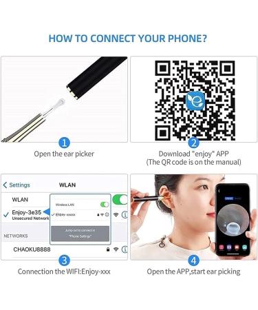 XIXIDIAN Ear Wax Removal Tool HD WiFi Ear Endoscope 3.6mm Otoscope Ear Cleaner for Adults Kids Pets Ear Wax Remover - Buy Online on GoSupps.com