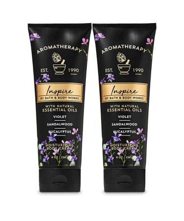 Bath and Body Works 2 Pack Aromatherapy Violet Sandalwood Eucalyptus Body Cream 8 Oz. (Violet Sandalwood Eucalyptus)