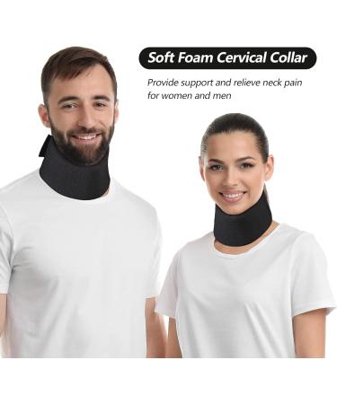 Adjustable Soft Foam Neck Brace for Pain Relief - Black 3 Depth Collar - Universal Cervical Support for Sleep and Injury Recovery - Buy Online on GoSupps.com