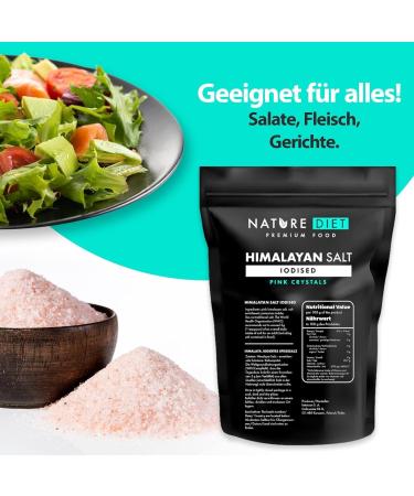 Nature Diet - Sel de l'Himalaya du Pakistan 1000 g | Sel rose | Grain fin | De l'Himalaya - Buy Online on GoSupps.com