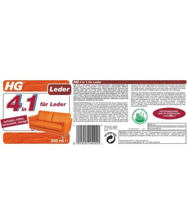 HG 4 in 1 Leather Cleaner & Care - Protects Maintains Embellishes & Cleans Real & Synthetic Leather - 250 ml for Furniture Car Seats & Bags - Buy Online on GoSupps.com